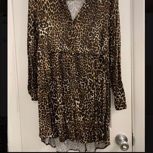 Cheetah dress, long sleeve, mini